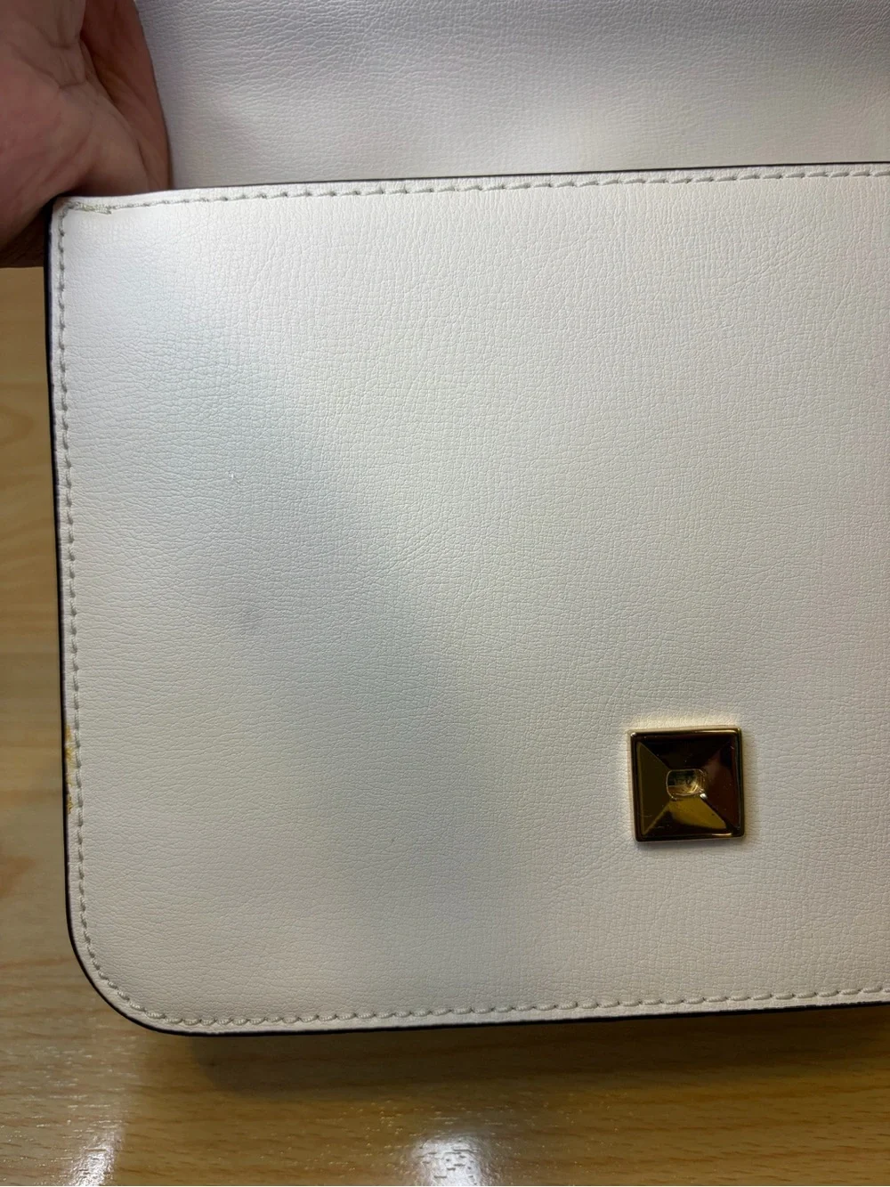 Michael Kors White Istanbul Mott Large Chain Crossbody
